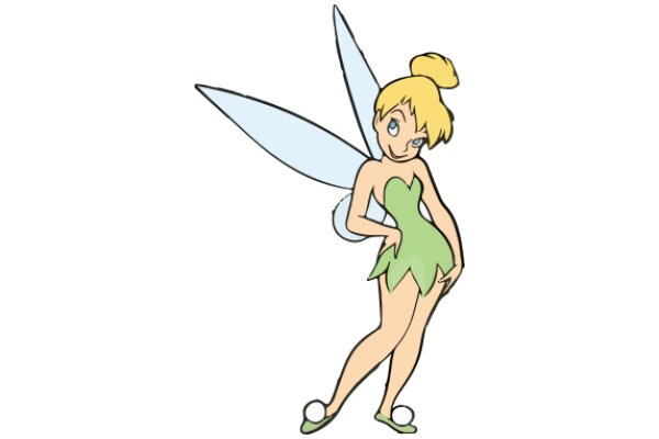 A Whimsical Encounter: A Cartoon Tinkerbell and Her Friendly Smile