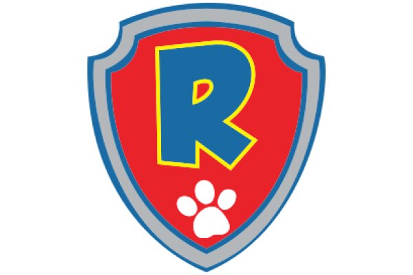 Vibrant Red and Blue Logo with a Paw Print