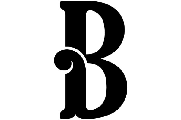 Stylized Black Letter 'D' with a Curved Swirl Design