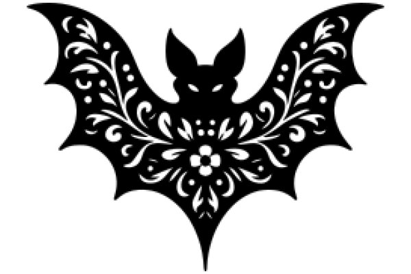 Stylized Bat Silhouette with Floral Design