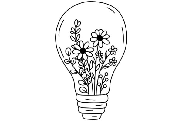 A Whimsical Illustration of a Light Bulb with Flowers