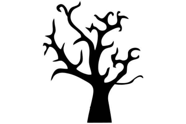 Silhouette of a Tree with Abstract Design