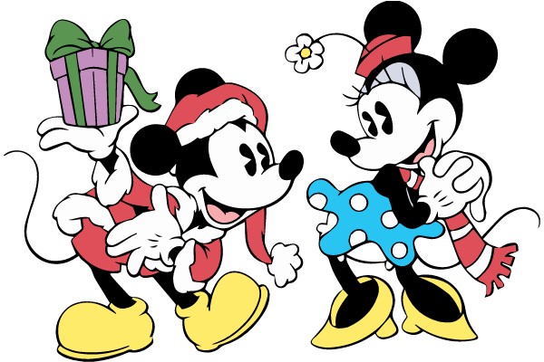 A Festive Encounter: Mickey Mouse and Minnie Mouse Celebrate the Holidays