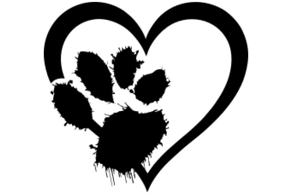 Silhouette of a Pawprint Inside a Heart Shape