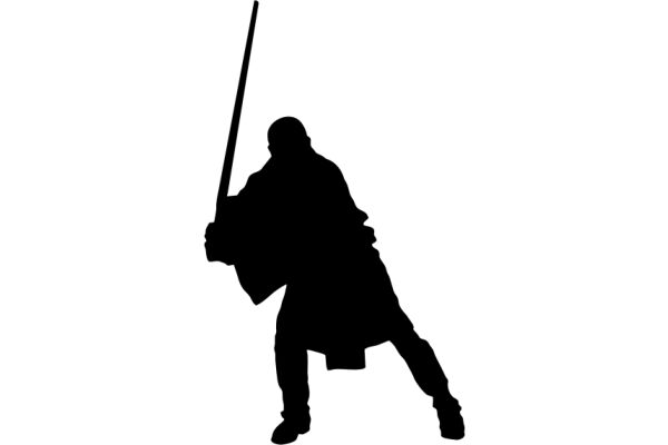 Silhouette of a Person with a Stick