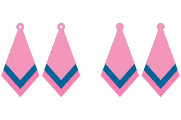 A Set of Three Pink Earrings with Blue Stripes