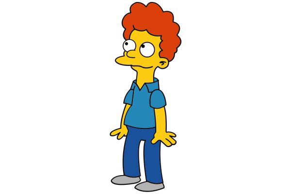 A Cartoon Character with Red Hair and a Blue Shirt