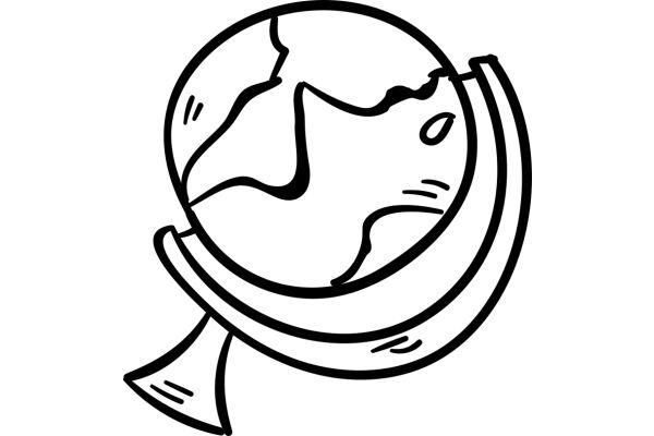 A Simple Line Drawing of a Banana and Globe