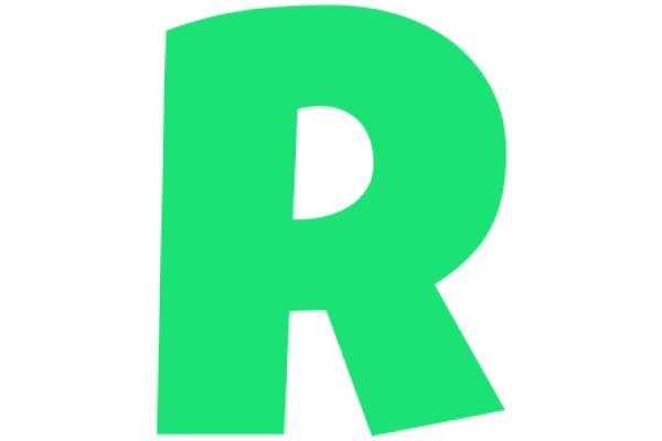 Vibrant Green Letter R on a White Background