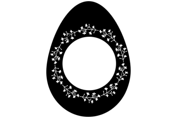 Stylized Decorative Oval with Floral Design