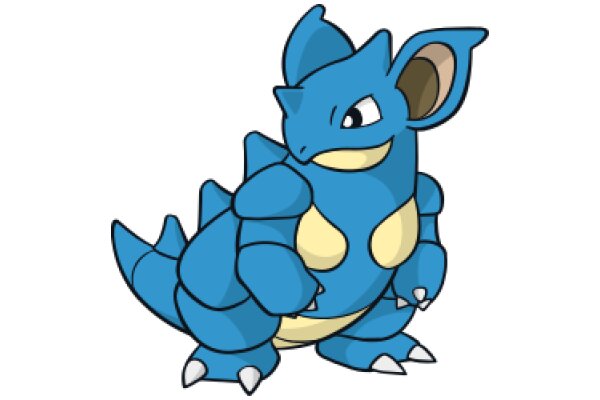 Pokémon-Inspired Blue Creature with Yellow Eyes and Ears