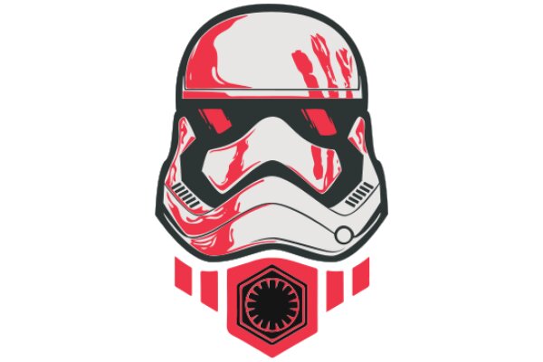 Stylish Red and Gray Star Wars Helmet with a Shield Emblem