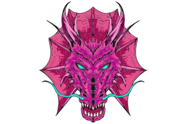 Vivid Fantasy: A Stylized Pink Dragon with a Blue Tongue