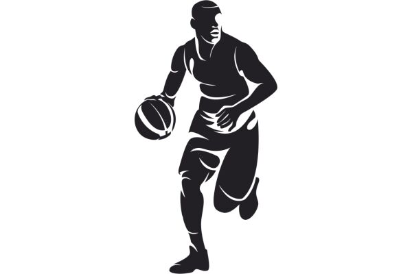 Silhouette of a Basketball Player in Action