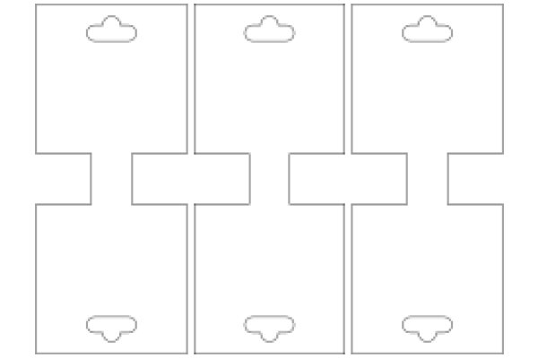 A Simple Line Drawing of Four Rectangles with Cloud-like Symbols on Top