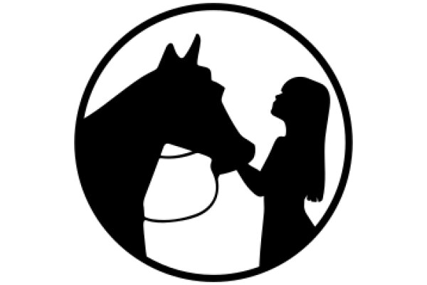 A Silhouette of a Woman Petting a Horse