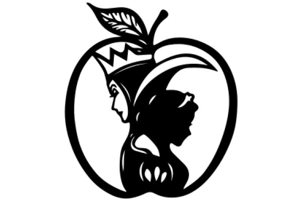 A Silhouette of a Person with a Crown, Surrounded by a Leafy Branch