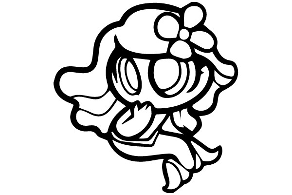 Stylized Cartoon Character with Flower Hair Accessory