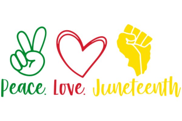 A Graphic Design with Symbols of Peace, Love, and Juneteenth