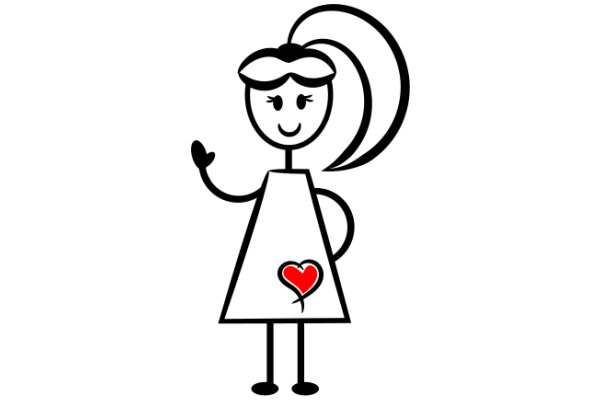 A Simple, Stylized Illustration of a Girl with a Heart