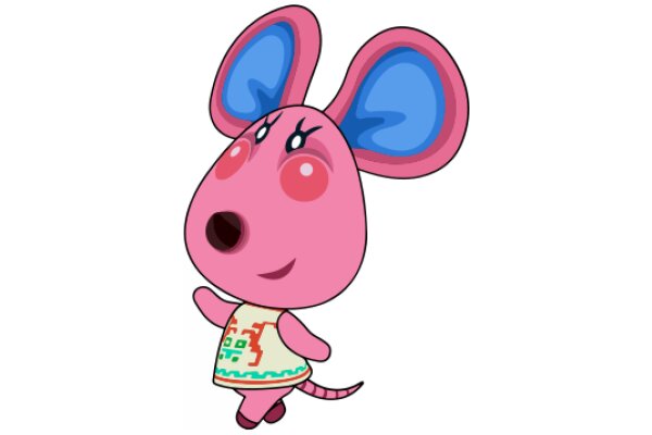 A Pink Cartoon Character with Big Ears and a Smile