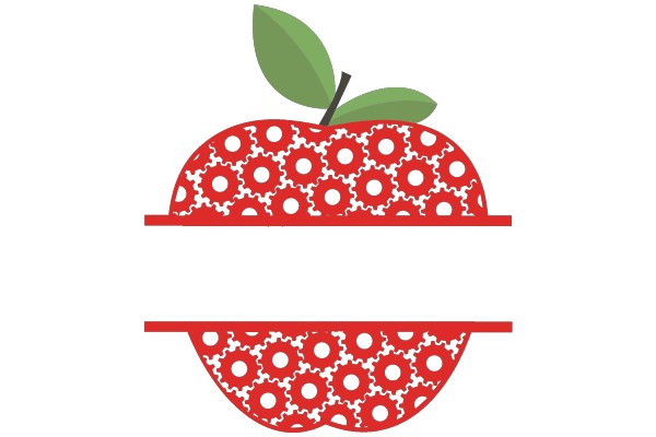 Vibrant Apple with Red and White Patterns and a Green Leaf