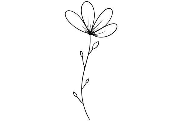 Simplistic Line Drawing of a Flower