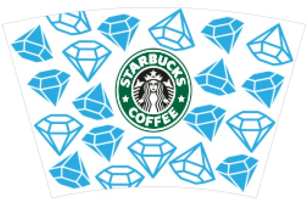 Starbucks Coffee Logo Surrounded by Blue Diamond Pattern