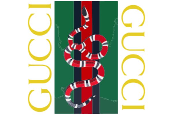 Gucci: A Stylish Snake in a Vibrant Striped Background