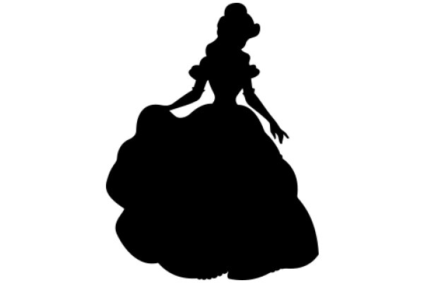 Silhouette of a Fashionable Lady in a Gown