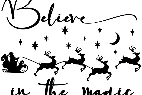 Believe in the Magic of Christmas: A Silhouette of Santa, Reindeer, and Stars