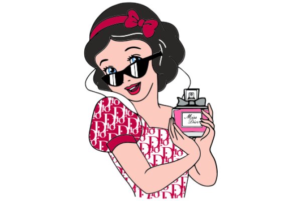 Stylish Cartoon Character with a Pink Bow and Sunglasses