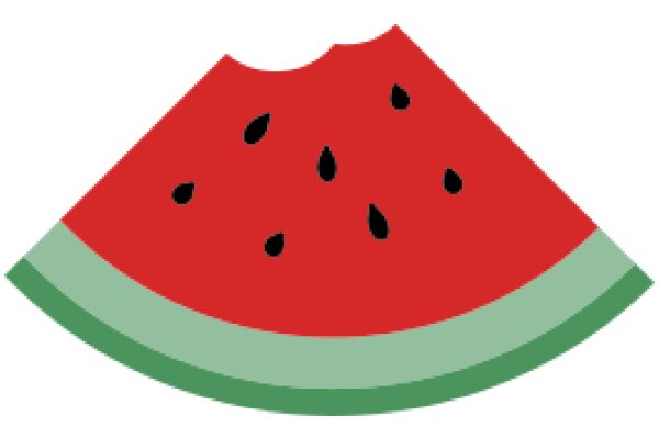 Vibrant Watermelon Illustration with a Green Rind and Red Flesh