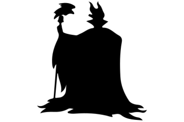 Silhouette of a Mystical Figure with a Bird Companion