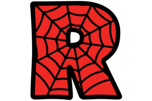 Vibrant Red Spider Web with a Large Letter 'R' in the Center