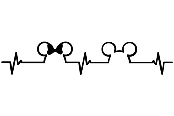 Simplistic EKG Line Art with Mickey Mouse Ears