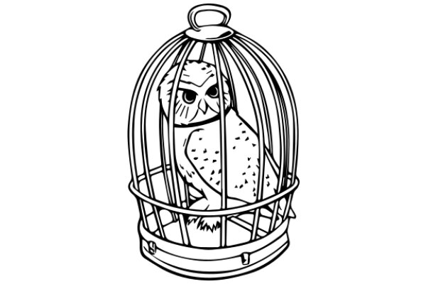 An Owl's Escape: A Whimsical Illustration of an Owl in a Cage