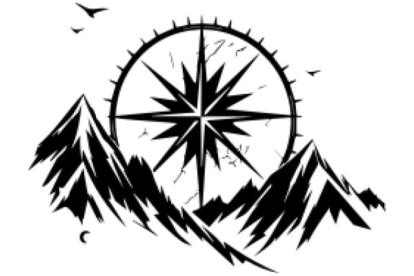 Astro-Navigational Compass with Mountainous Landscape