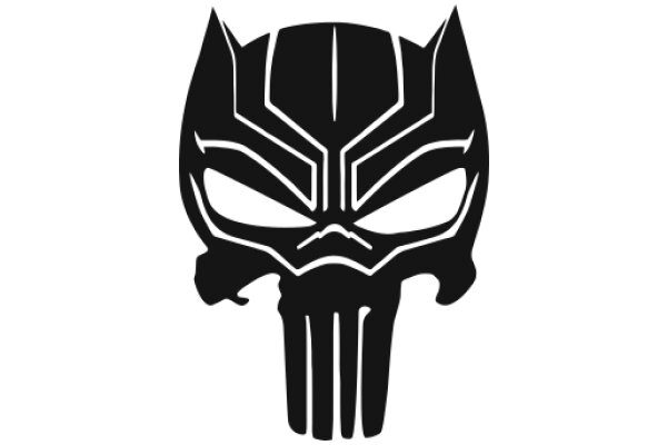 Stylized Black Mask with White Outline