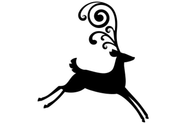 Elegant Black Silhouette of a Deer in Motion