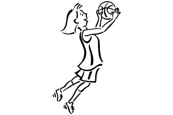 A Silhouette of a Girl Jumping to Catch a Basketball