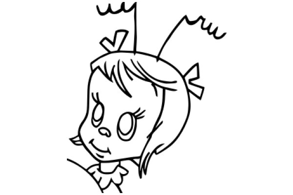 A Whimsical Drawing of a Cartoon Character with Antlers and a Smile