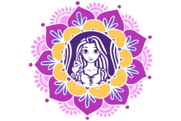 Vibrant Floral Mandala with a Female Character at the Center