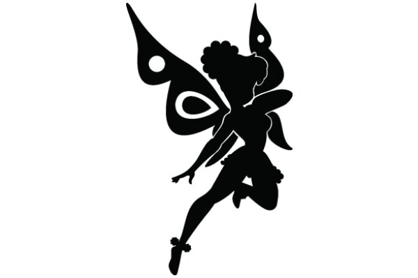 Silhouette of a Butterfly and a Woman in Flight