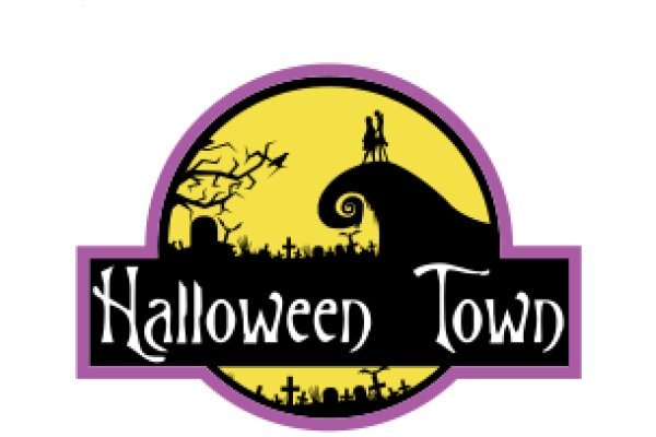 Halloween Town: A Silhouette of a Couple on a Wave-like Background