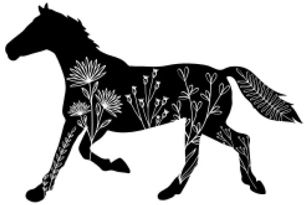 Silhouette of a Horse with Floral Designs