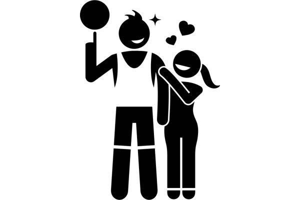 A Silhouette of a Couple with a Ball, Embracing and Smiling