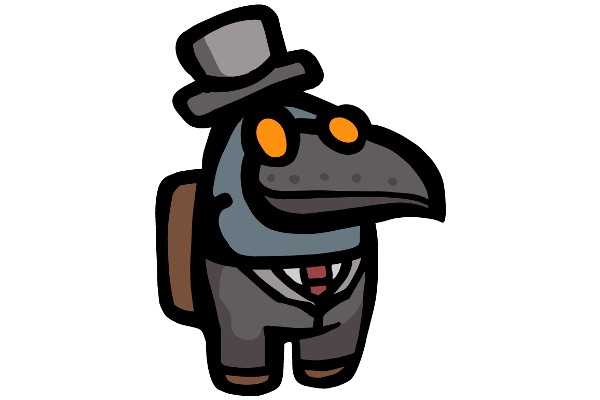 A Stylish Cartoon Character: A Blue Bird with a Hat and a Tie