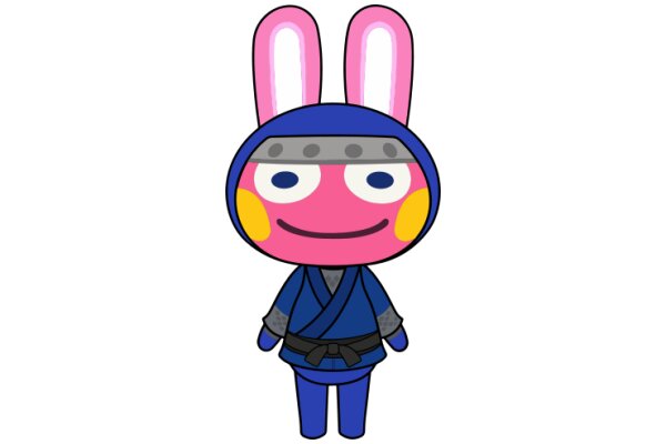 A Friendly Bunny in a Blue Samurai Outfit