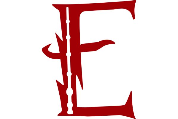 Stylized Letter 'E' with a Red Background and White Outline